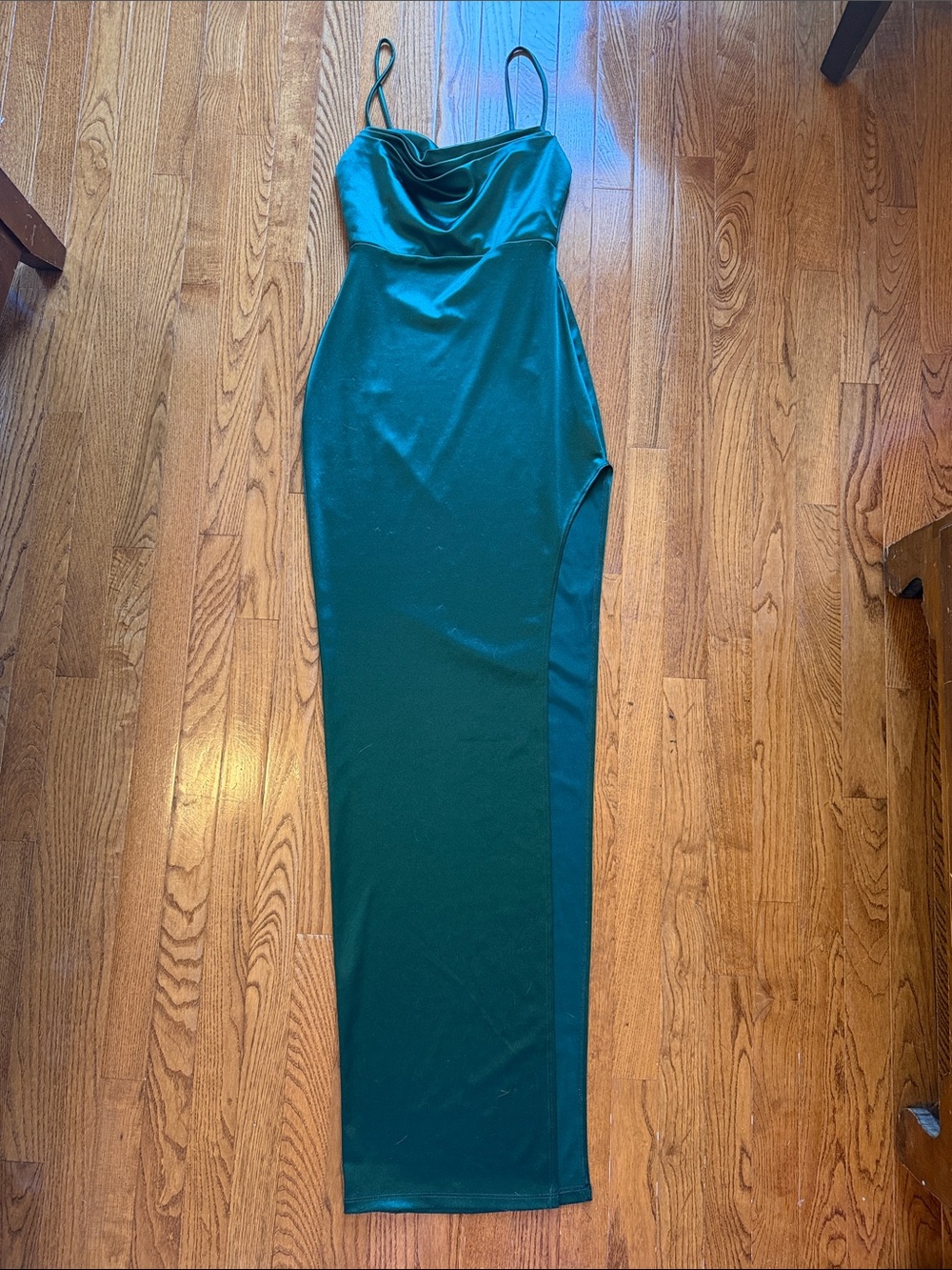 Windsor Teal Cowl-Neck Slip Maxi Dress